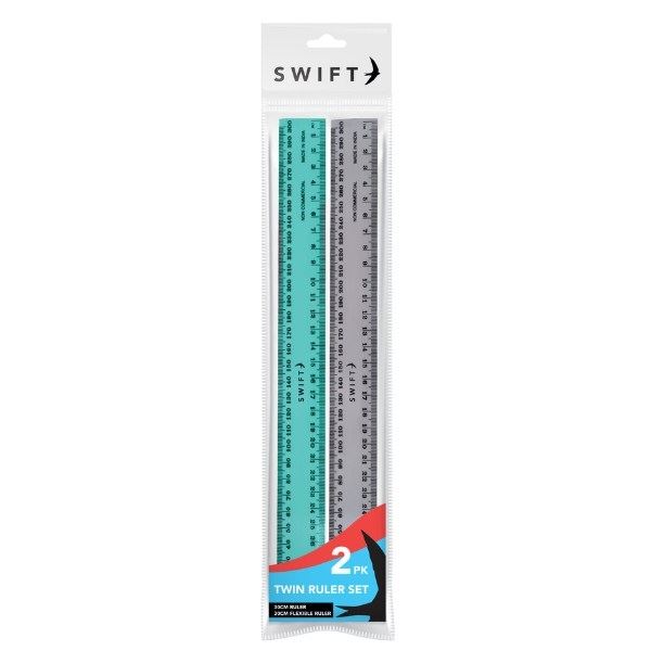 Twin Ruler Set 30cm - Durable SWIFT Measuring Tools 2/Pack
