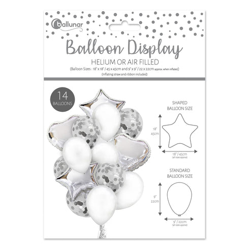 EUROWRAP 14 PIECE BALLOON SET SILVER APX 45 X 45 CM. 28857-SCC