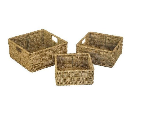Seagrass Storage Baskets - JVL S/3 SQUARE 15-911 Set