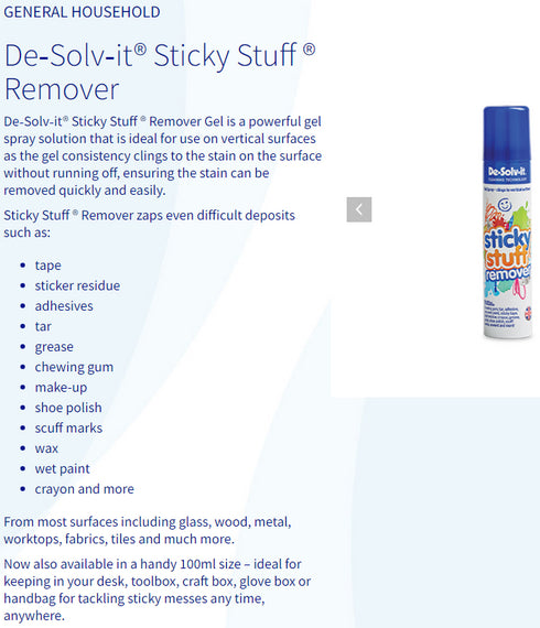 Sticky Stuff Remover Gel 100ml - DE-SOLV-IT ZEP1021A100