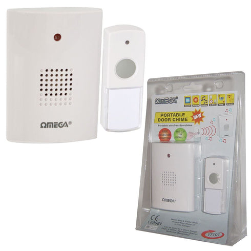 OMEGA PROTABLE WIRELESS DORR CHIME 100MTR WITH 8 TONES. 17101 17601