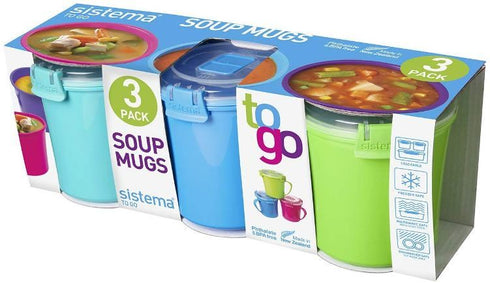 SISTEMA MICROWAVE SOUP MUGS 656ML 3 PACK. 21123