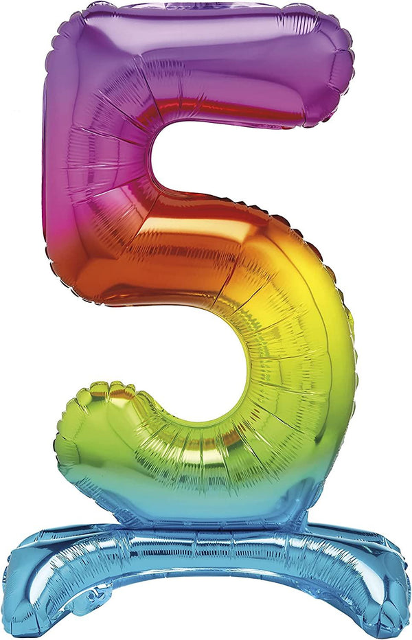 Giant Number 5 Balloon - 76cm Rainbow Foil Decoration | UNI13265