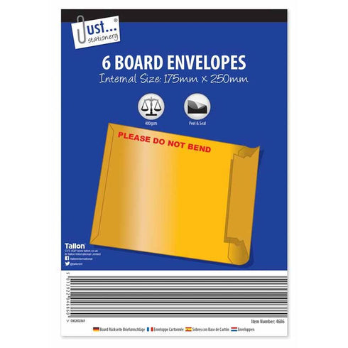 JUST STATIONERY 6 BOARD ENVELOPES 175 X 250 MM. TA4686