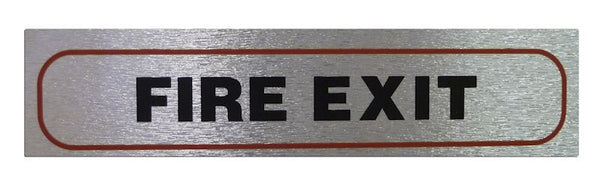 Fire Exit Sign - High Brushed Metallic Adhesive 17x4cm