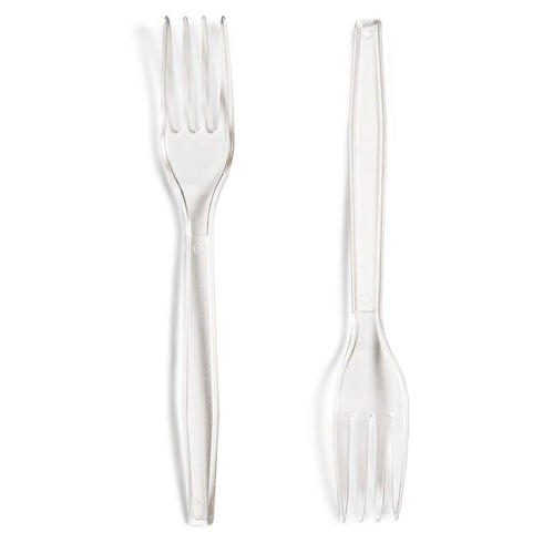Heavy Duty Plastic Forks - Bulk 100 Pack Clear PS Fork 0042100CL