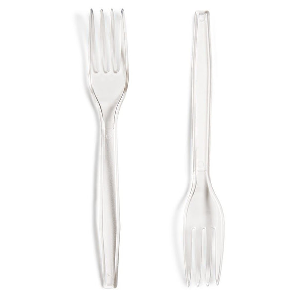 Heavy Duty Plastic Forks - Bulk 100 Pack Clear PS Fork 0042100CL