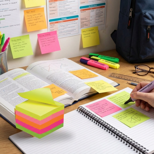 350 STICKY MEMO NOTES 5CM X 5CM. T301365