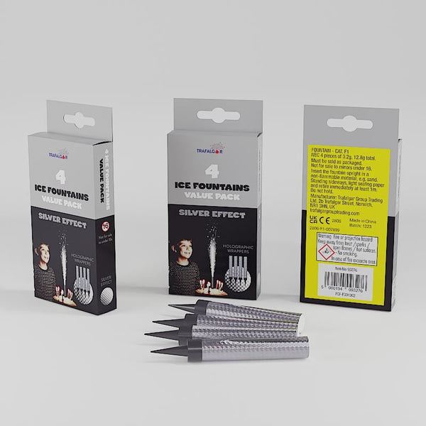 Ice Fountain Candles - Silver Effects Value Pack 4/PK CR-93276