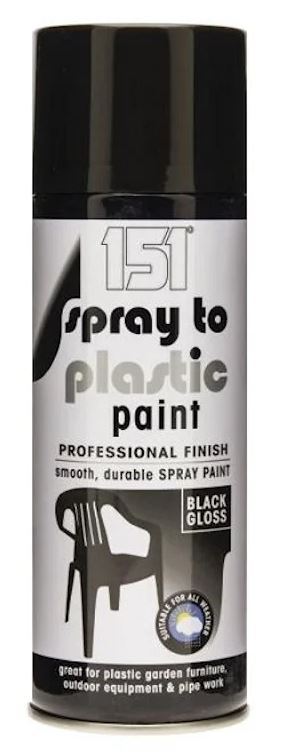 Black Gloss Spray Paint - 151 Spray to Plastic 400ML TAR050