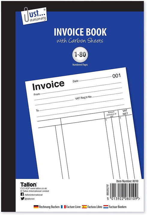 Duplicate Invoice Book - Ruled Feint 1-80 Pages 8010