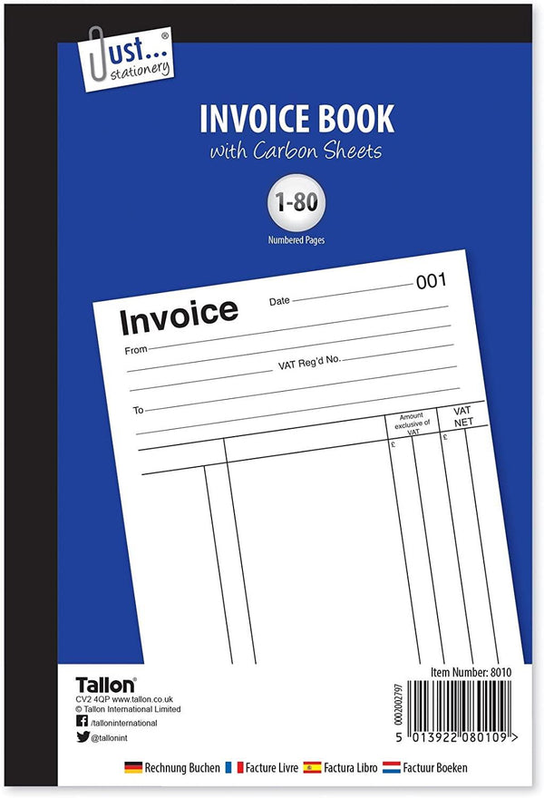 Duplicate Invoice Book - Ruled Feint 1-80 Pages 8010