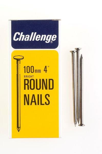 Round Wire Nails 100mm - CHALLENGE BRIGHT, 500g Pack FS12034
