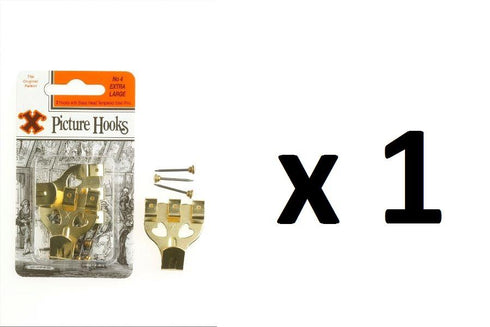Brass Plated Picture Hooks - SHAW X Extra Large No. 4, 2/Pack FS12844