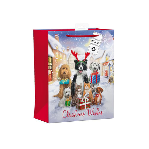 GIFTMAKER CHRISTMAS PETS LARGE GIFT BAGS APX 36 X 28CM. XAPGB38L