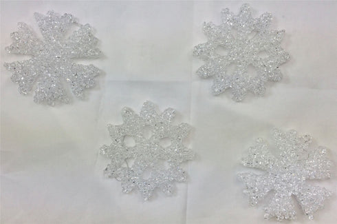 4 CHRISTMAS TREE ROOM DECORATIONS FROSTED SNOWFLAKES ORNAMENTS PARTY. PM451916