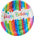 Birthday Party Plates - Rainbow Ribbons 21.9cm Pack of 8