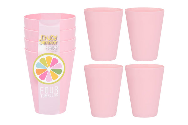 BELLO PLASTIC TUMBLERS 300ML 4/PK - PINK. AM2068