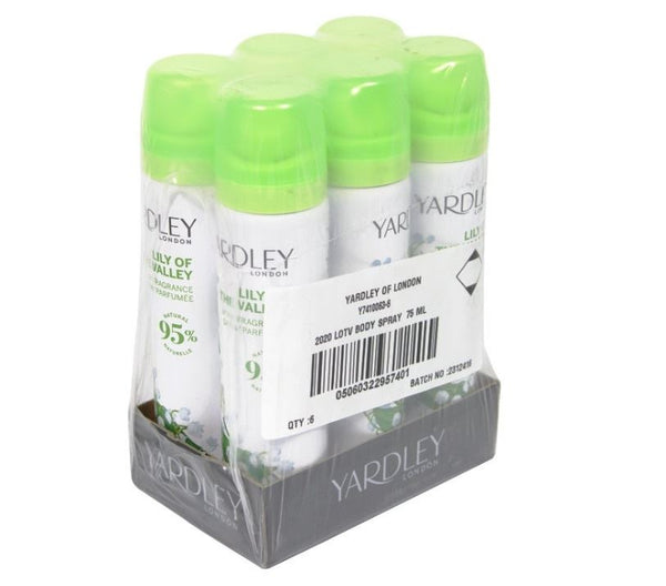 YARDLEY LILY OF THE VALLEY BODY SPRAY 75ML - 6/PK. Y7410063-6
