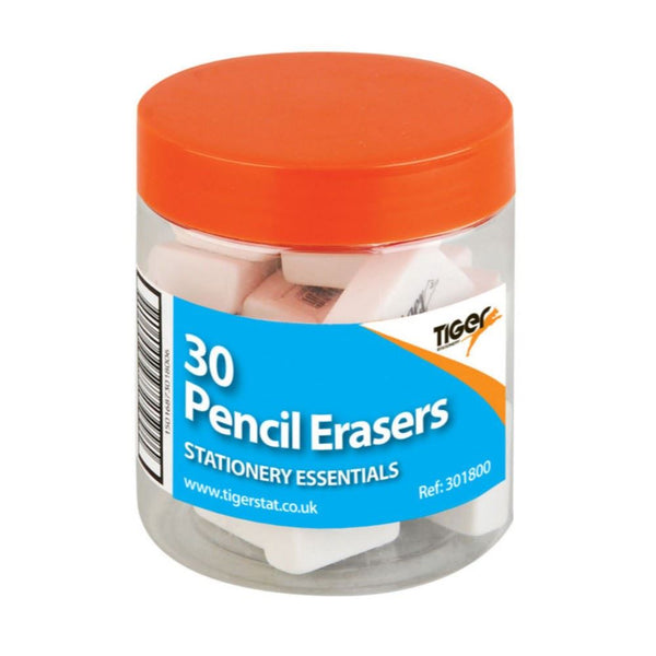 Tiger Pencil Erasers Medium - 30 Pack in Tub | T301800