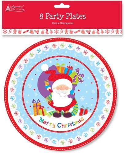 CUTE CHRISTMAS TABLE DISPOSABLE PAPER PLATES 9 INCH 8/PK. KCBP