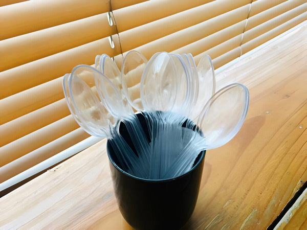 Heavy Duty Plastic Spoons - Durable Clear Utensils 50 Pack PPS95020