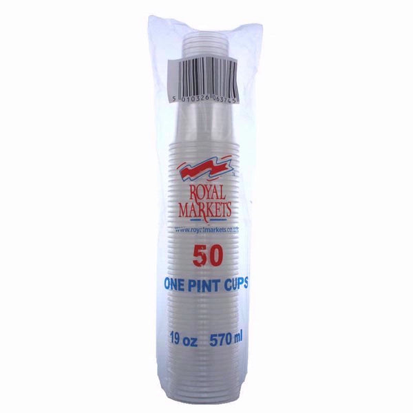 Plastic Pint Cups - ROYAL MARKETS Clear 1 Pint 50 Pack