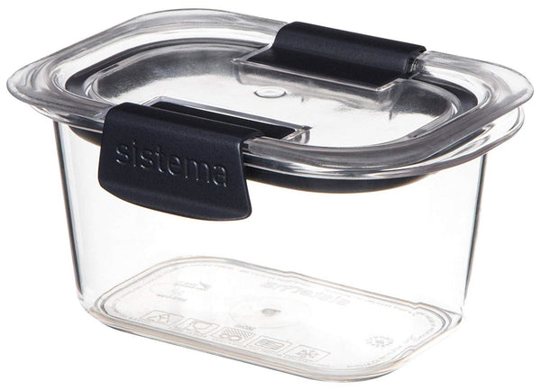 SISTEMA FOOD STORAGE CONTAINER CLEAR WITH GREY CLIPS AND SEAL 380 ML. SIS55105