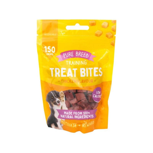 PURE BREED DRY CHICKEN FLAVOUR TREAT BITES 100GM. OL323890