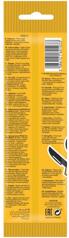 BIC Colour Ballpoint Pens - Cristal Original 4 Pack