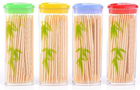 Bamboo Toothpicks Case - 100 Pack Pocket Size JL1232