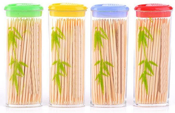 Bamboo Toothpicks Case - 100 Pack Pocket Size JL1232