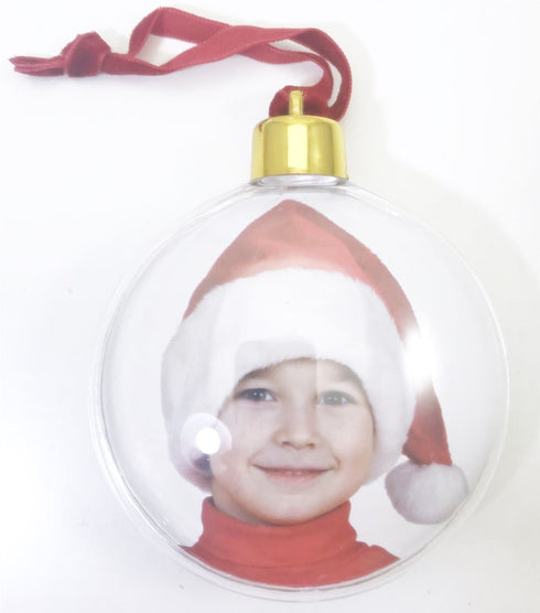 PERSONALISED CHRISTMAS TREE PHOTO BAUBLES 70MM. HBB016B