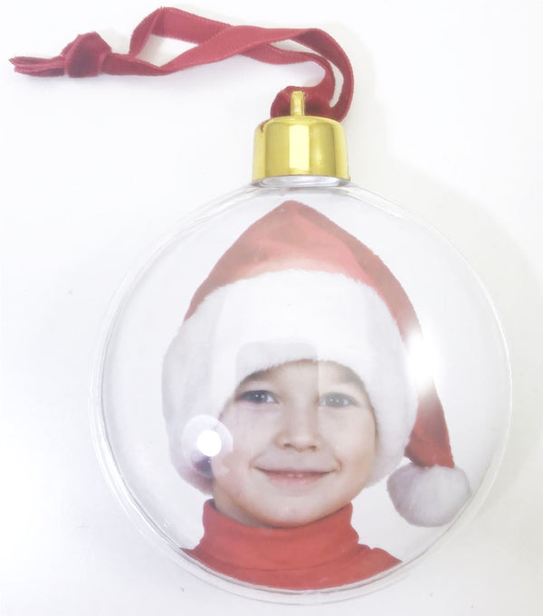 PERSONALISED CHRISTMAS TREE PHOTO BAUBLES 70MM. HBB016B