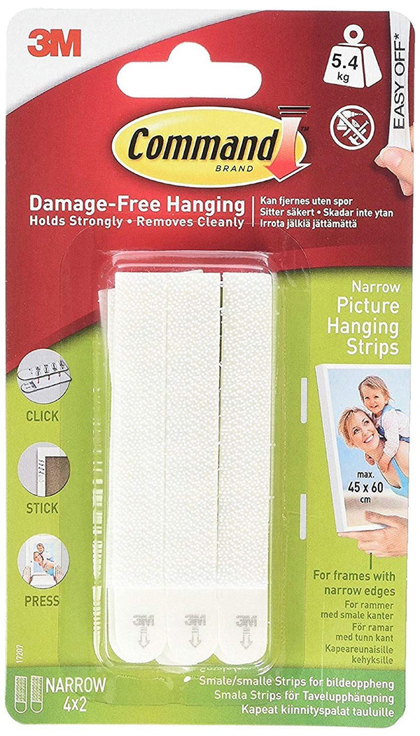 COMMAND NARROW PICTURE HANGING STRIPS 4 PAIRS. 4342 17207 322681
