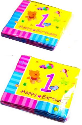 24PK 1ST BIRTHDAY PARTY SERVIETTES. DP07440