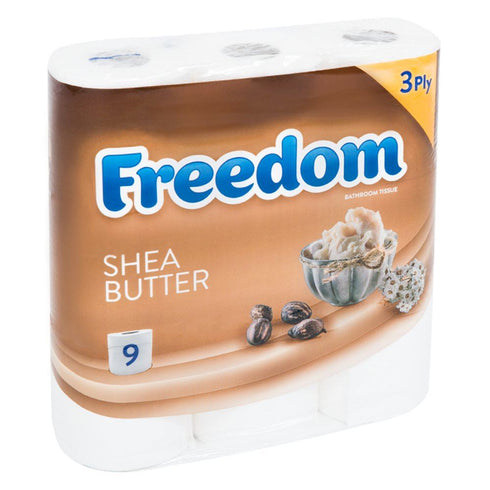 FREEDOM 3 PLY TOILET ROLLS SHEA BUTTER PACK OF 5 X 9 ROLLS. F0905T3NSBN01 FRT39SH