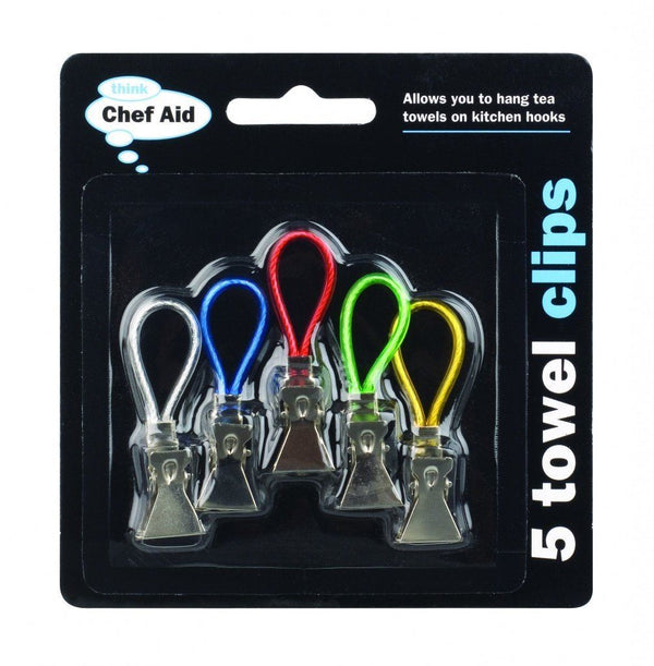 Kitchen Towel Clips - 5 Chef Aid Tea Towel Hooks 10E00999