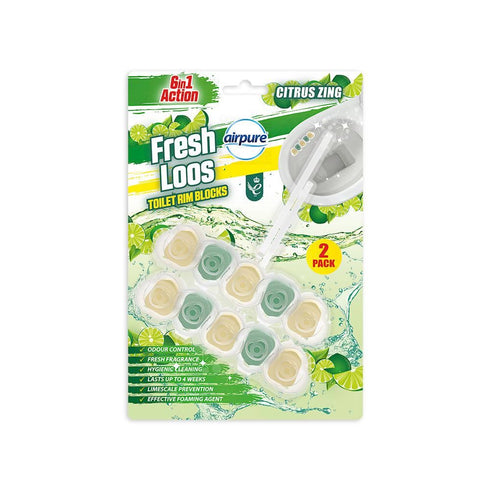 Toilet Rim Blocks - AIRPURE Fresh Loos 6 in 1, 2 Pack FLRB294