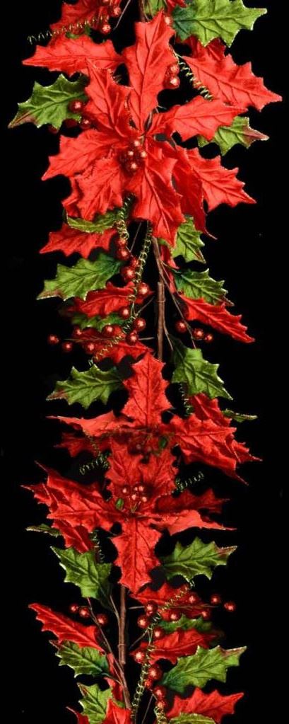 LUXURY VELVET POINSETTIA GARLAND 180CM. 54501