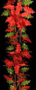 LUXURY VELVET POINSETTIA GARLAND 180CM. 54501