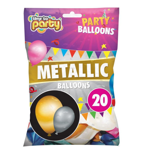 TIME TO PARTY METALLIC BALLOONS 20/PK. OL315104