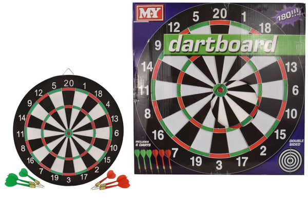 MY 17 INCH / 43CM DART BOARD WITH 6 DARTS. TY9889