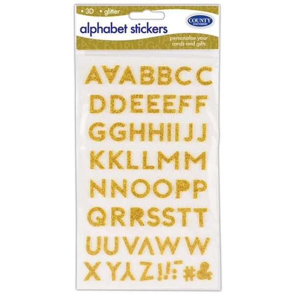 COUNTY 3D GOLD GLITTER ALPHABET STICKERS. C906