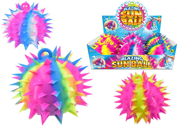 ASSORTED JUMBO SPIKEY RAINBOW BALL 17CM. TY3916