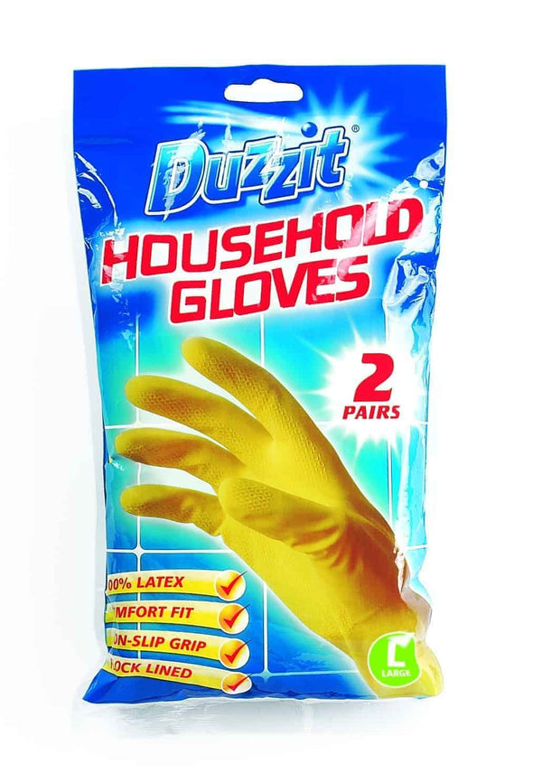 Large Latex Gloves - DUZZIT Household 2 Pairs DZT1020A
