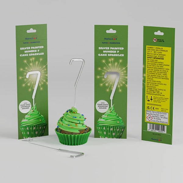 TRAFALGAR SILVER PAINTED CAKE SPARKLER - NO 7. CR-93054