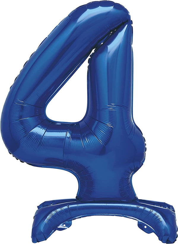 Giant Number 4 Balloon - 76cm Blue Foil Decoration | UNI12884