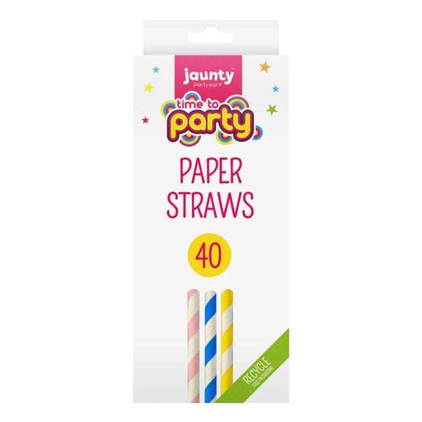 JAUNTY PARTYWARE TIME TO PARTY PAPER STRAWS 40/PK. OL317216
