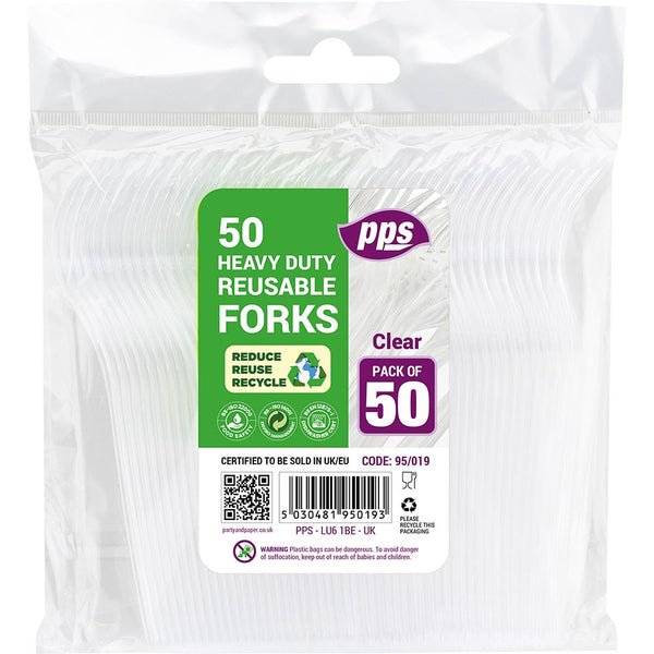 PPS HEAVY DUTY CLEAR PLASTIC FORKS 50/PK. PPS95019